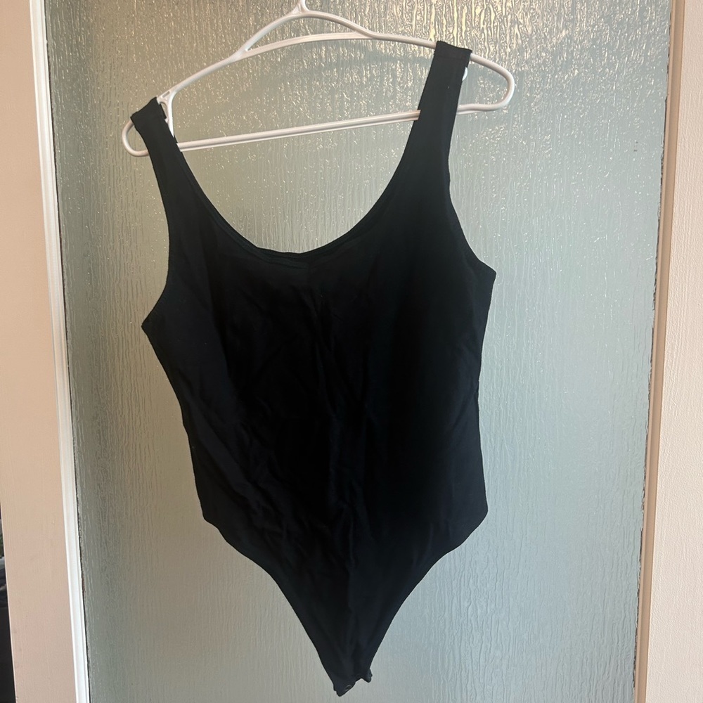 Black American Eagle Cotton Tank Top Bodysuit